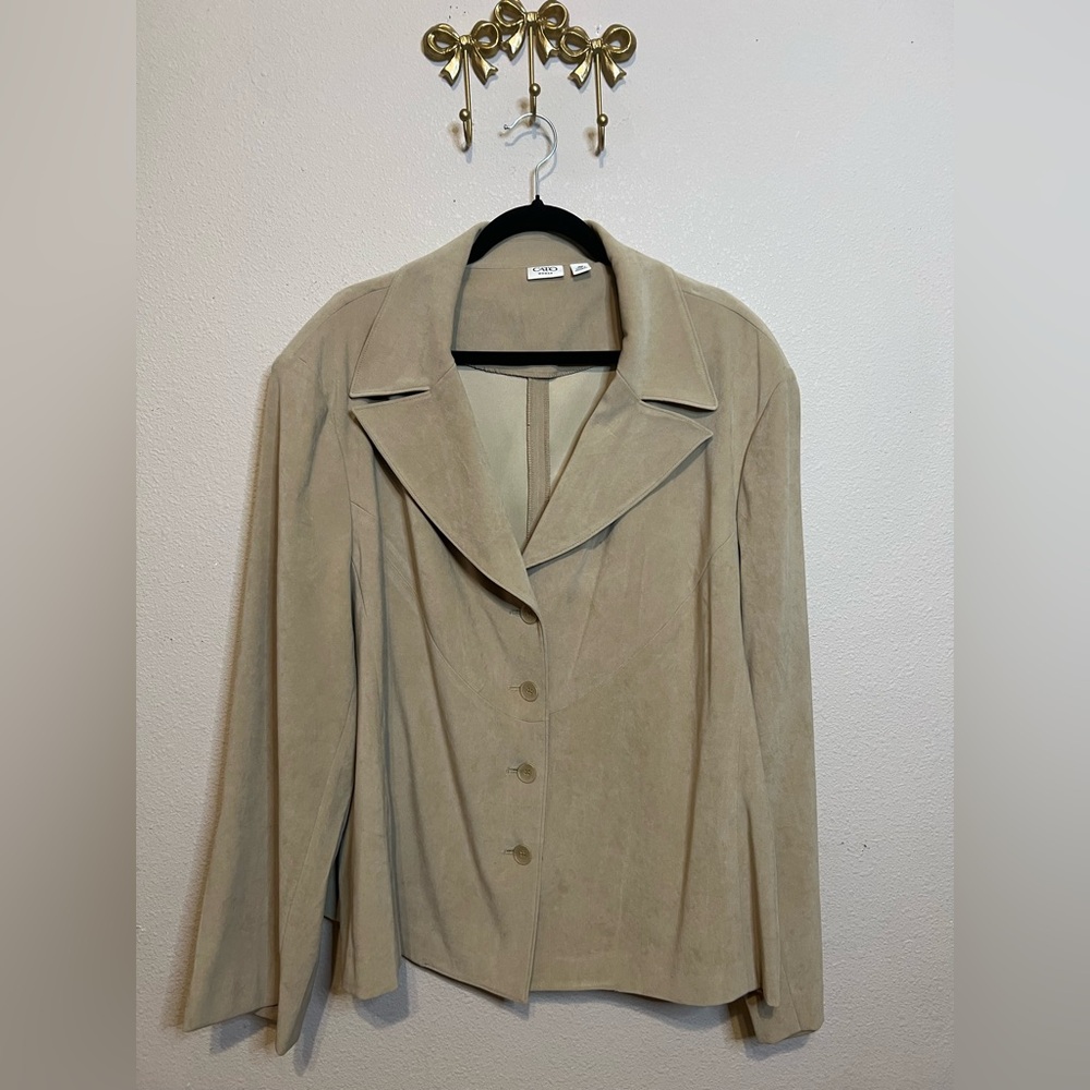 Cato Beige/Taupe Women's Blazer. Suade feel. Size 28W - Picture 1 of 6